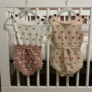 Set of Pom Pom knit onesies